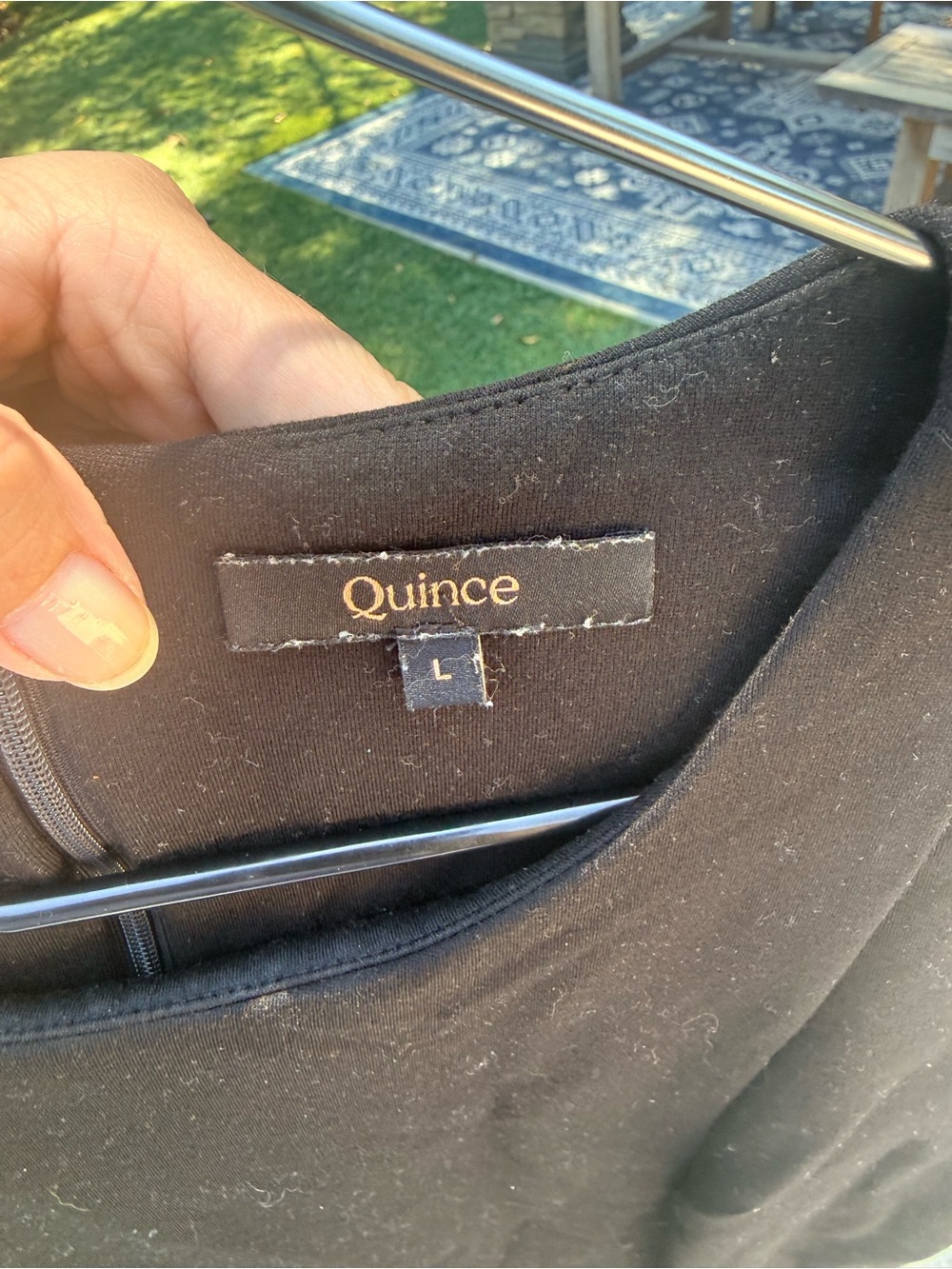 Quince Black Crewneck Shirt with Gold Logo Tag